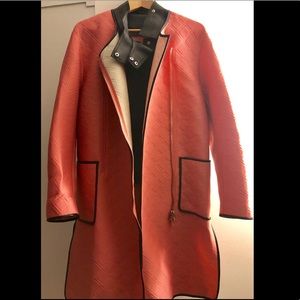 Phillip lim Neoprene coat with leather trim